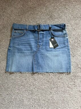 GUESS Light Blue Denim Mini Skirt with Ring Belt
